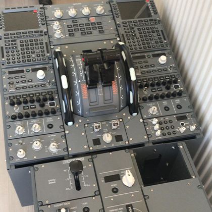 A-320 pedestal panel set with throttle quadrant and radio panels