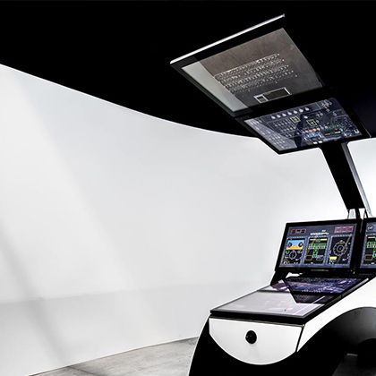 220 degree wraparound curved projection screen with instructor station